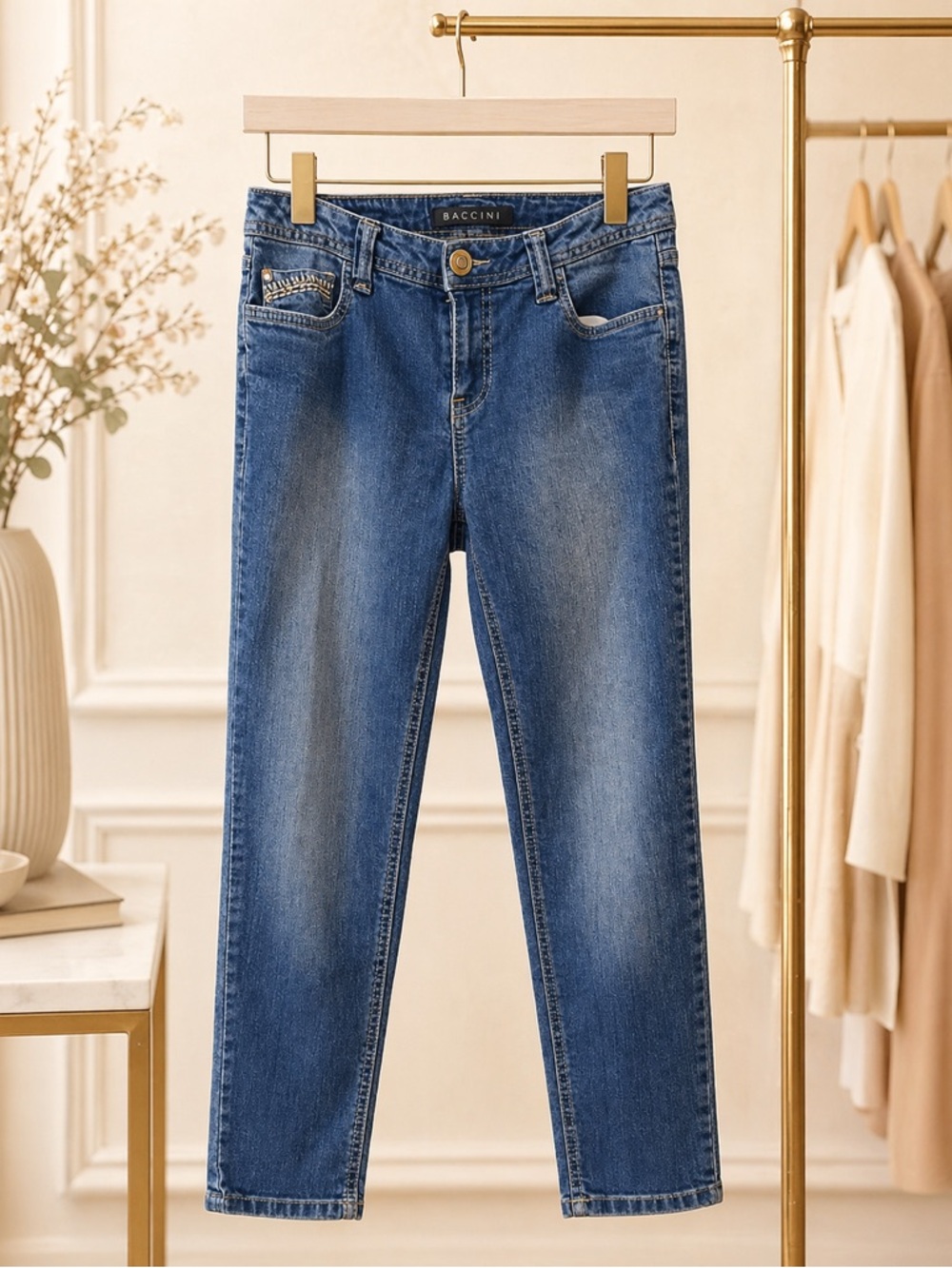 Baccini Mid-Blue Women's Straight-Leg Jeans